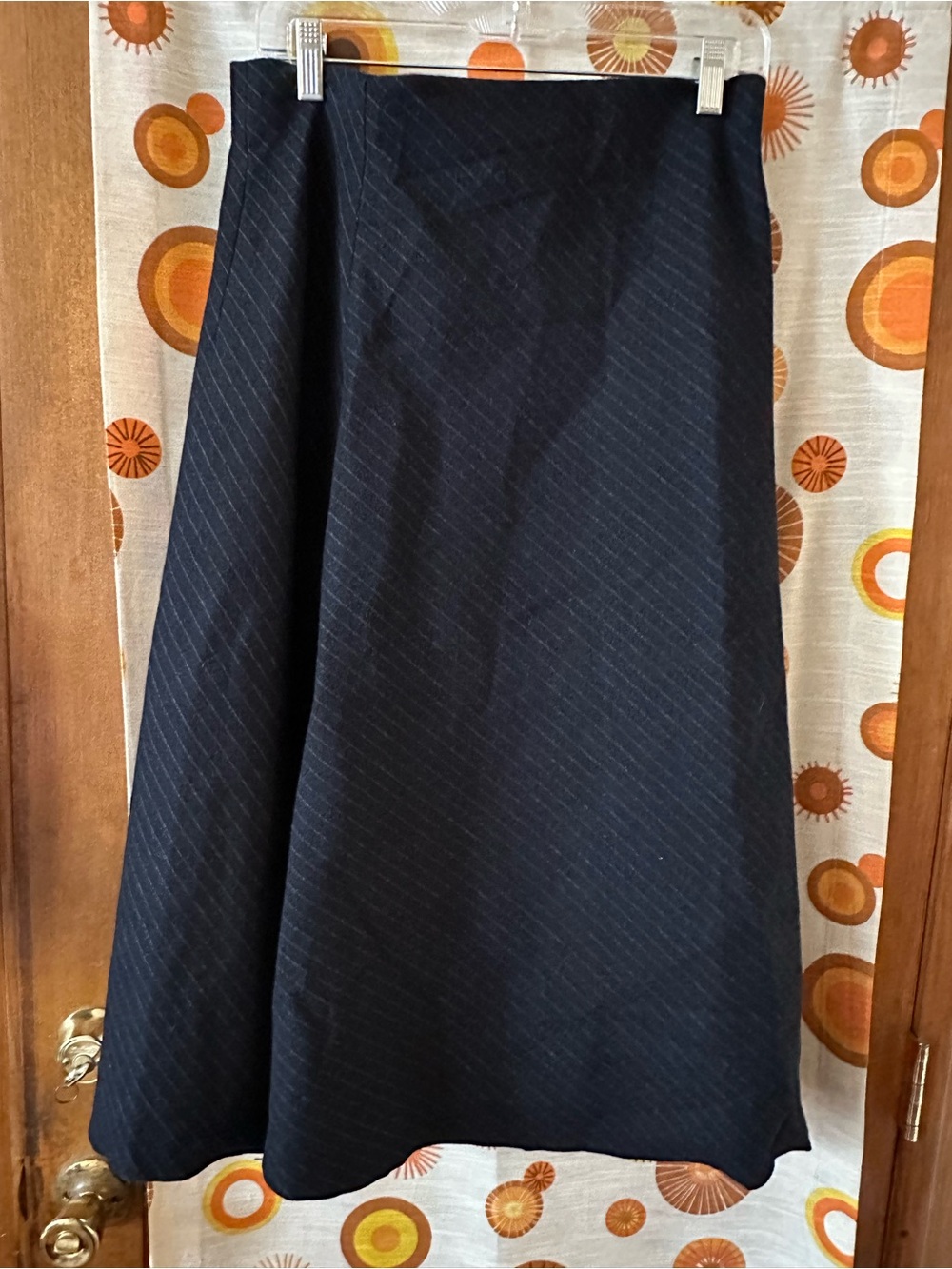 Wool Zara Navy Pinstripe A-Line Skirt